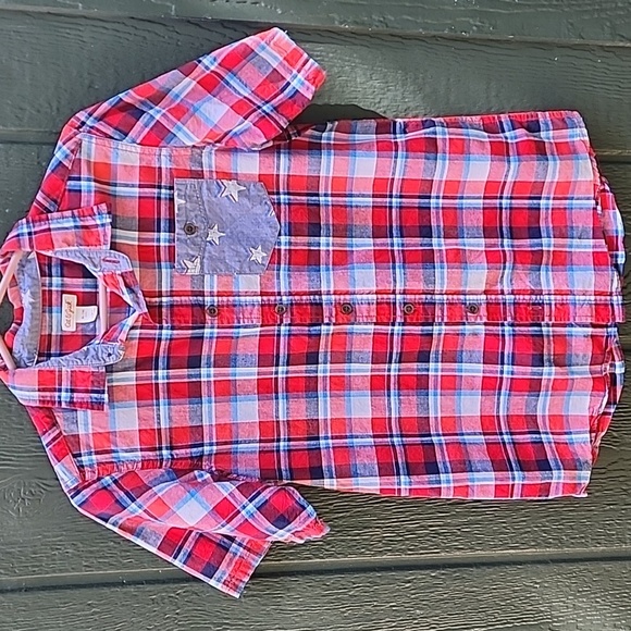Cat and Jack Patriotic button down short sleeve boys 16 xl - Picture 1 of 5